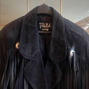 Philip Noel Black Suede Fringe Jacket